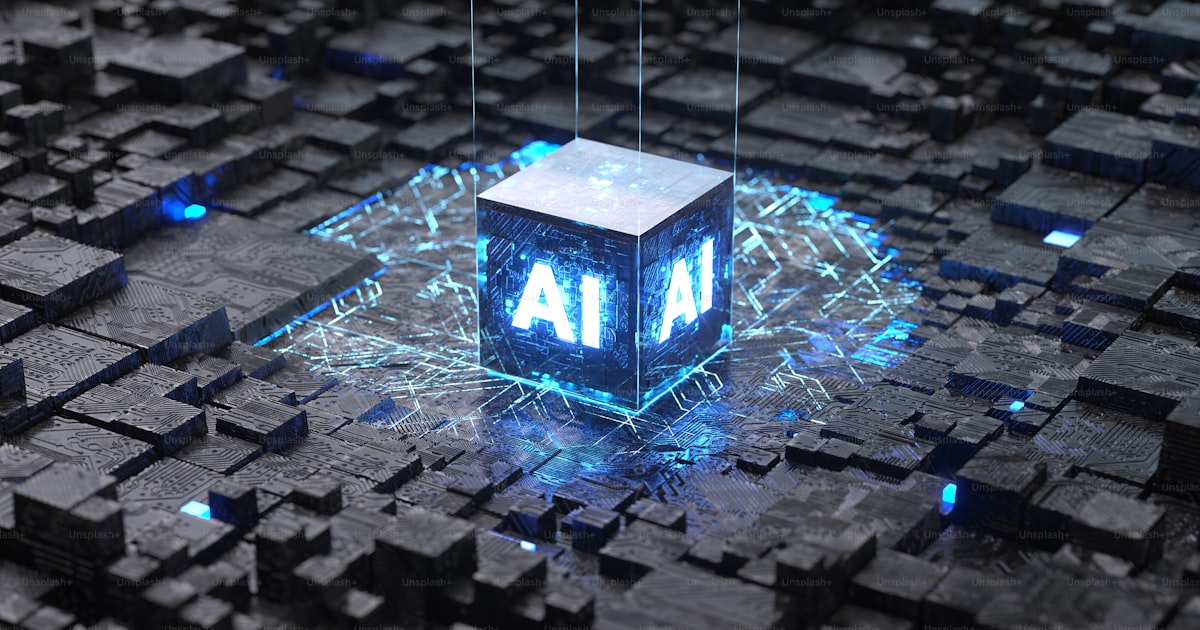 Visualización abstracta de un agente de IA con conexiones neuronales